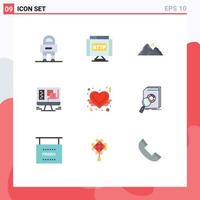 Universal Icon Symbols Group of 9 Modern Flat Colors of love angel window hill design scene Editable Vector Design Elements