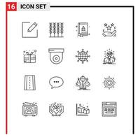 16 Universal Outlines Set for Web and Mobile Applications prize gift book carnival present Editable Vector Design Elements