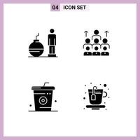 4 Creative Icons Modern Signs and Symbols of business organization problem human teamwork Editable Vector Design Elements