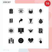 Mobile Interface Solid Glyph Set of 16 Pictograms of multimedia album bowl server setting Editable Vector Design Elements