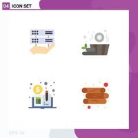 Flat Icon Pack of 4 Universal Symbols of data distributed ledger book control basket log Editable Vector Design Elements