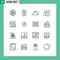 paquete de iconos vectoriales de stock de 16 signos y símbolos de línea para análisis ramadan paisaje arquitectura kareem elementos de diseño vectorial editables vector