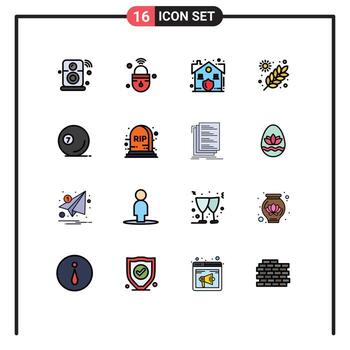 Pictogram Set of 16 Simple Flat Color Filled Lines of grains farming secure agriculture real Editable Creative Vector Design Elements