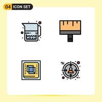 paquete de iconos de vectores de stock de 4 signos y símbolos de línea para elementos de diseño de vectores editables de hardware de pintura de jarra de leche de computadora de alimentos