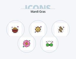 Mardi Gras Line Filled Icon Pack 5 Icon Design. mask. calendar. festival. ticket. mardi gras vector