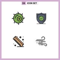 Stock Vector Icon Pack of 4 Line Signs and Symbols for cell school confirm secure weather Editable Vector Design Elements