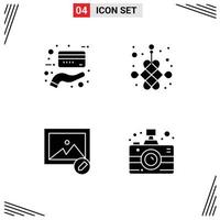 Set of 4 Commercial Solid Glyphs pack for card photo chinese year communication Editable Vector Design Elements