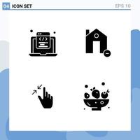 Set of 4 Vector Solid Glyphs on Grid for coding minus programming delete gestures Editable Vector Design Elements