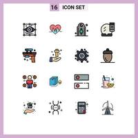 16 Creative Icons Modern Signs and Symbols of makeover face compact pulse face base tower Editable Creative Vector Design Elements