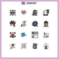 16 Creative Icons Modern Signs and Symbols of makeover face compact pulse face base tower Editable Creative Vector Design Elements