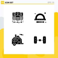 paquete de iconos vectoriales de stock de 4 signos y símbolos de línea para el servidor de base de datos remolque educación campo alineación de ruedas elementos de diseño vectorial editables vector