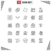 Set of 25 Modern UI Icons Symbols Signs for oil date image women day Editable Vector Design Elements