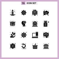 Modern Set of 16 Solid Glyphs Pictograph of chart study monitor school education Editable Vector Design Elements