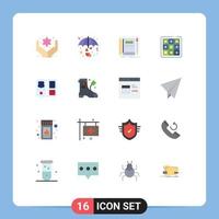 User Interface Pack of 16 Basic Flat Colors of hand notebook heart umbrella pocket Editable Pack of Creative Vector Design Elements