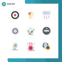9 Thematic Vector Flat Colors and Editable Symbols of cloud project conditioner productivity management Editable Vector Design Elements