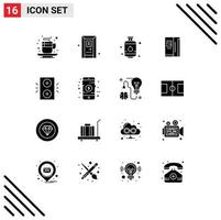 16 iconos creativos signos y símbolos modernos de decoración de invierno cilindro congelador refrigerador elementos de diseño vectorial editables vector