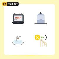 Modern Set of 4 Flat Icons and symbols such as help swimming support pack emotion Editable Vector Design Elements