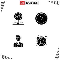 4 User Interface Solid Glyph Pack of modern Signs and Symbols of content business owner interface job Editable Vector Design Elements