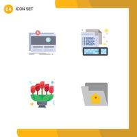 4 Universal Flat Icon Signs Symbols of crowdfunding file platform computer flowers Editable Vector Design Elements