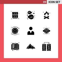 9 Creative Icons Modern Signs and Symbols of clock backward nature nature fire Editable Vector Design Elements