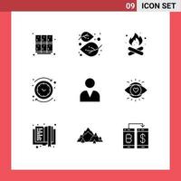 9 Creative Icons Modern Signs and Symbols of clock backward nature nature fire Editable Vector Design Elements
