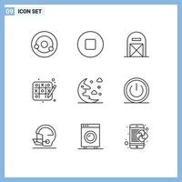 9 Creative Icons Modern Signs and Symbols of sky moon farm cloud hobbies Editable Vector Design Elements