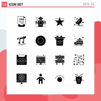 16 Solid Glyph concept for Websites Mobile and Apps music node satellite dish robot satellite antenna Editable Vector Design Elements