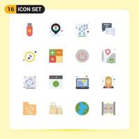 Pack of 16 Modern Flat Colors Signs and Symbols for Web Print Media such as usb business location india chat Editable Pack of Creative Vector Design Elements