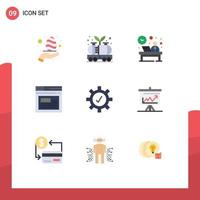 User Interface Pack of 9 Basic Flat Colors of website page tank internet hour Editable Vector Design Elements