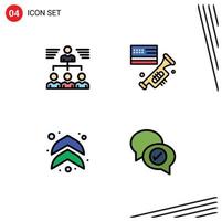 Modern Set of 4 Filledline Flat Colors Pictograph of businessman arrow user speaker up Editable Vector Design Elements