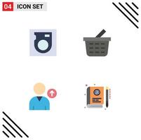 paquete de iconos de vector de stock de 4 signos y símbolos de línea para elementos de diseño de vector editables de avatar de cesta de libro de disco