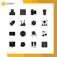 16 Creative Icons Modern Signs and Symbols of food drink web cup tissue Editable Vector Design Elements