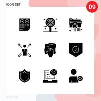 9 User Interface Solid Glyph Pack of modern Signs and Symbols of direction arrows lollipop file document Editable Vector Design Elements