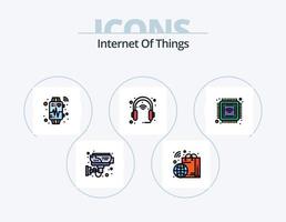 internet de las cosas paquete de iconos llenos de línea 5 diseño de iconos. venta minorista. termómetro. transporte. la temperatura. teléfono vector