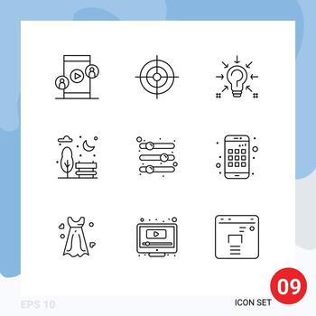 User Interface Pack of 9 Basic Outlines of options configuration question park bench Editable Vector Design Elements