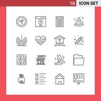 16 User Interface Outline Pack of modern Signs and Symbols of signal devices book air food Editable Vector Design Elements