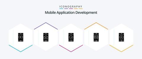 Mobile Application Development 25 Glyph icon pack including mobile. mail. application. mobile application. application vector