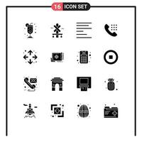 Set of 16 Modern UI Icons Symbols Signs for achievement full screen left enlarge phone Editable Vector Design Elements