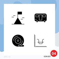 Set of 4 Modern UI Icons Symbols Signs for adventure dvd caravan wagon storage device Editable Vector Design Elements