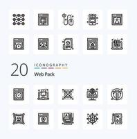 20 Web Pack Line icon Pack like interface site web blogging globe pack vector