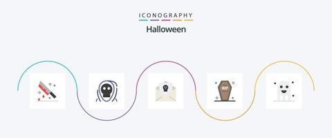 paquete de iconos de halloween flat 5 que incluye la muerte. ataúd. Víspera de Todos los Santos. horror. Víspera de Todos los Santos vector