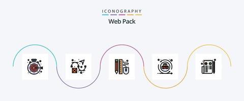 línea de paquete web lleno de paquete de iconos de 5 planos que incluye página. navegador. ratón. virtual. d formas ambientales vector