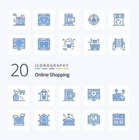 20 OnBlue Color Shopping Blue Color icon Pack like glass computer shopping smartphone online vector