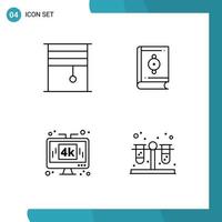 4 Creative Icons Modern Signs and Symbols of curtain computer rollers muslim media Editable Vector Design Elements