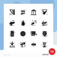 Modern Set of 16 Solid Glyphs and symbols such as big gun lights columns light celebration Editable Vector Design Elements