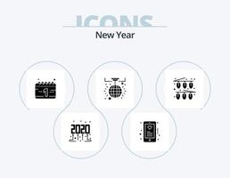 paquete de iconos de glifos de año nuevo 5 diseño de iconos. luces. Navidad. vacaciones. celebracion. Bola liviana vector