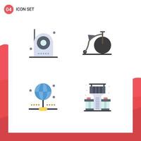 Group of 4 Flat Icons Signs and Symbols for camera connection electronic transport share Editable Vector Design Elements