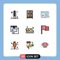 Modern Set of 9 Filledline Flat Colors Pictograph of goods box home software processing Editable Vector Design Elements