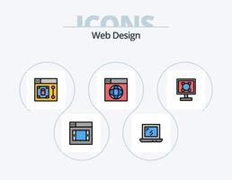 Web Design Line Filled Icon Pack 5 Icon Design. world. internet. draw. design. fly vector