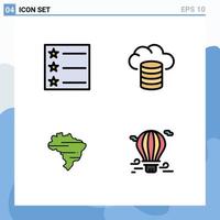 Set of 4 Modern UI Icons Symbols Signs for layout air cloud map airballoon Editable Vector Design Elements